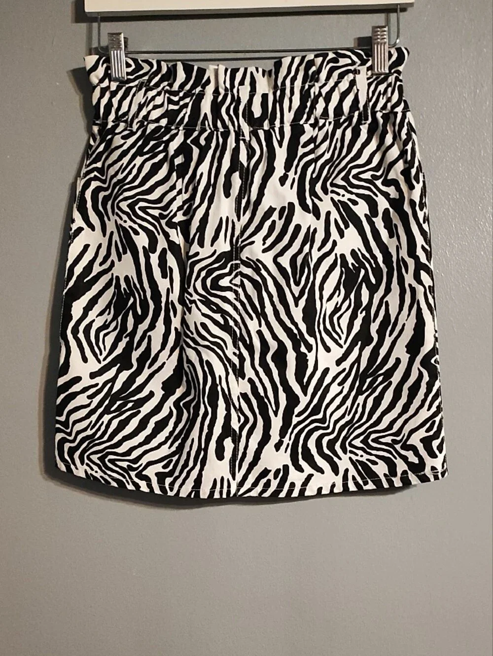 Bar III Women's Black & White Zebra Print Denim Mini Skirt